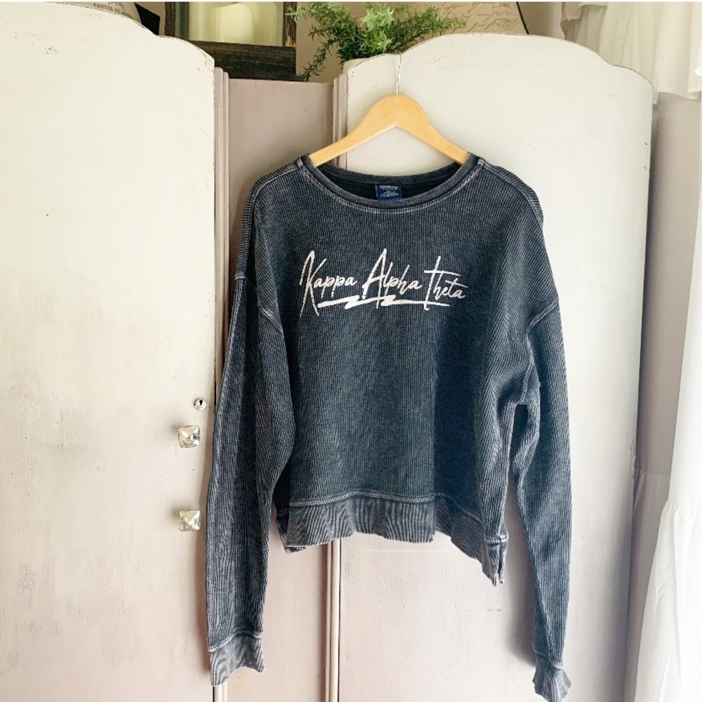 Kappa Alpha Theta Waffle Knit Crew Neck Sweatshirt